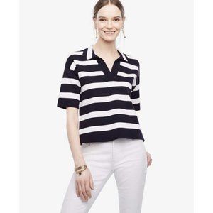Women’s Ann Taylor Small Petite SP Striped Polo Sweater NWT $79.50 Stretchy